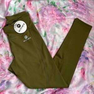 Brand New Activera Olive High Waist Tummy Control Yoga Leggings with Pockets